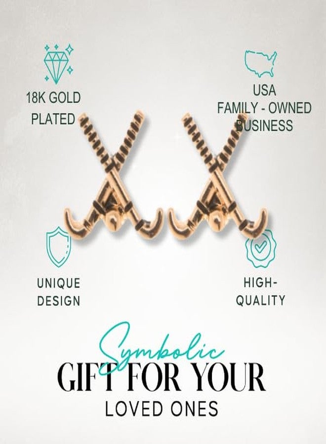 Sportybella Field Hockey Stud Earrings - Rose Gold Stick Jewelry, Charm Earrings, Gifts for Players - Image 4