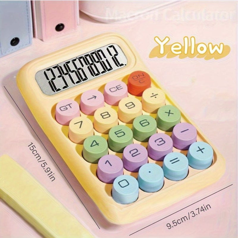 Sunlight Yellow Portable Large Display Calculator Mood Boosting Dopamine Office School Supply Ergonomic Design Home Office School Travel Gifts For Global Holidays - Image 2