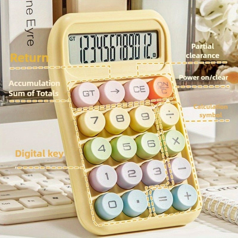 Sunlight Yellow Portable Large Display Calculator Mood Boosting Dopamine Office School Supply Ergonomic Design Home Office School Travel Gifts For Global Holidays - Image 1