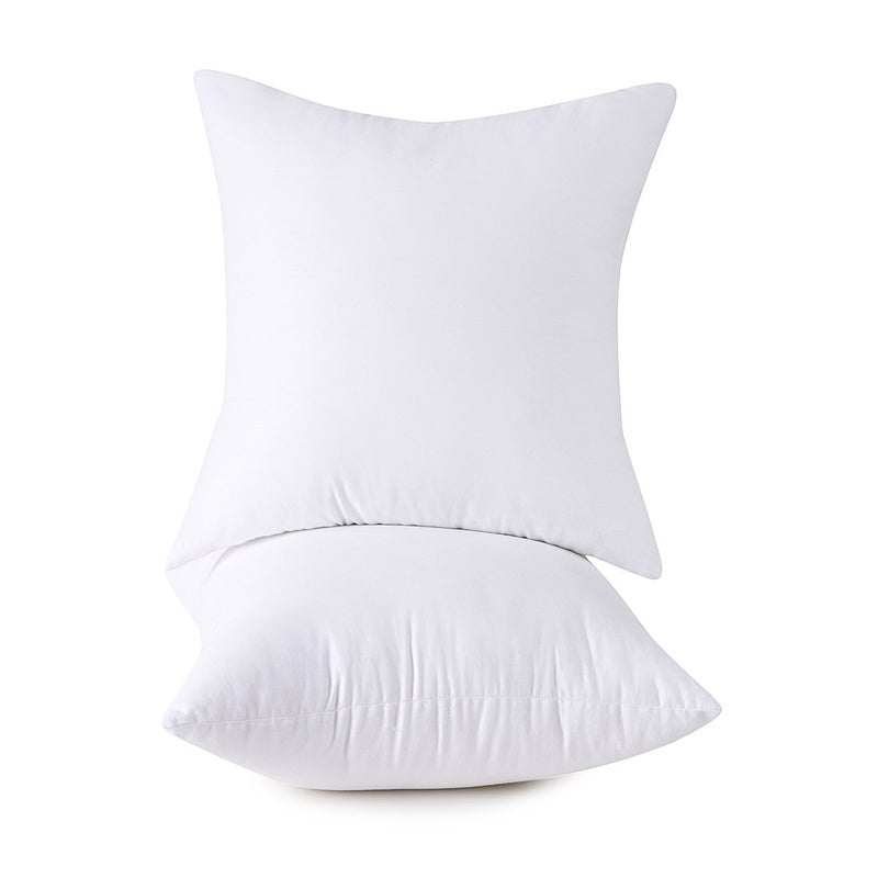 HOMESJUN Throw Pillow Inserts, 20x20 Inch Decorative for Sofa, Bed and Chair, Cotton Cover, Set of 2, White - Image 1