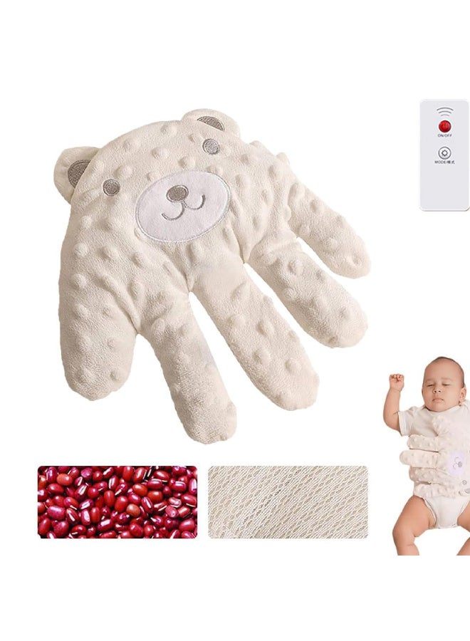 زيريفام وسادة يد كهربائية لتهدئة الأطفال، لعبة تربيت على شكل كف، وسادة تهدئة يدوية للنوم، محشوة بحبوب حمراء، وسادة للوقاية من التارت، مع جهاز تحكم عن بعد، لطيفة، لحديثي الولادة، البنات، الأولاد - Image 1