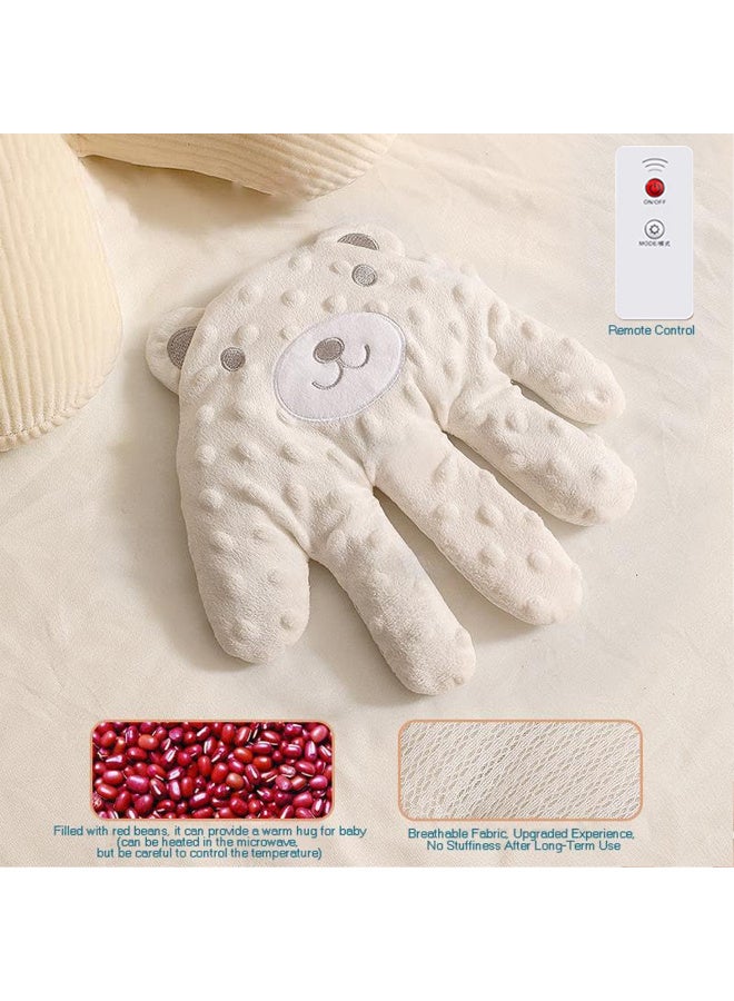 زيريفام وسادة يد كهربائية لتهدئة الأطفال، لعبة تربيت على شكل كف، وسادة تهدئة يدوية للنوم، محشوة بحبوب حمراء، وسادة للوقاية من التارت، مع جهاز تحكم عن بعد، لطيفة، لحديثي الولادة، البنات، الأولاد - Image 4