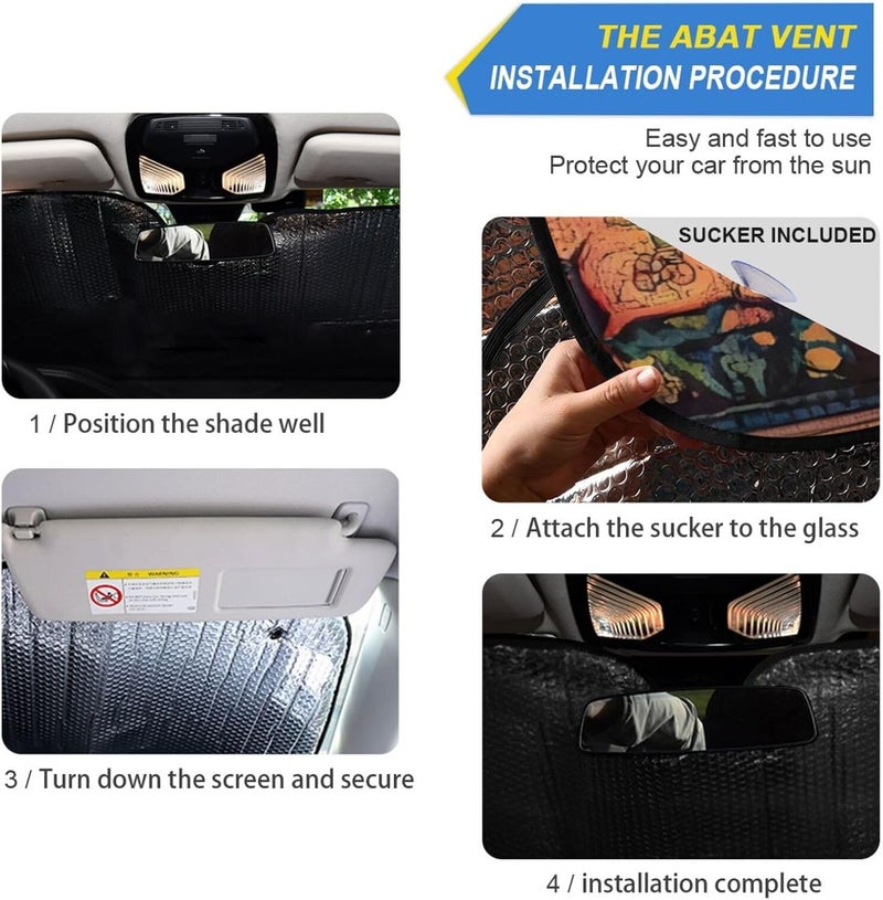 KLL Sun Shade for car Windshield, Foldable Sunscreen Parasol para Autos 57x31.5 Inch, Intricate Mandala - Inspired Ornamental Pattern - Image 2
