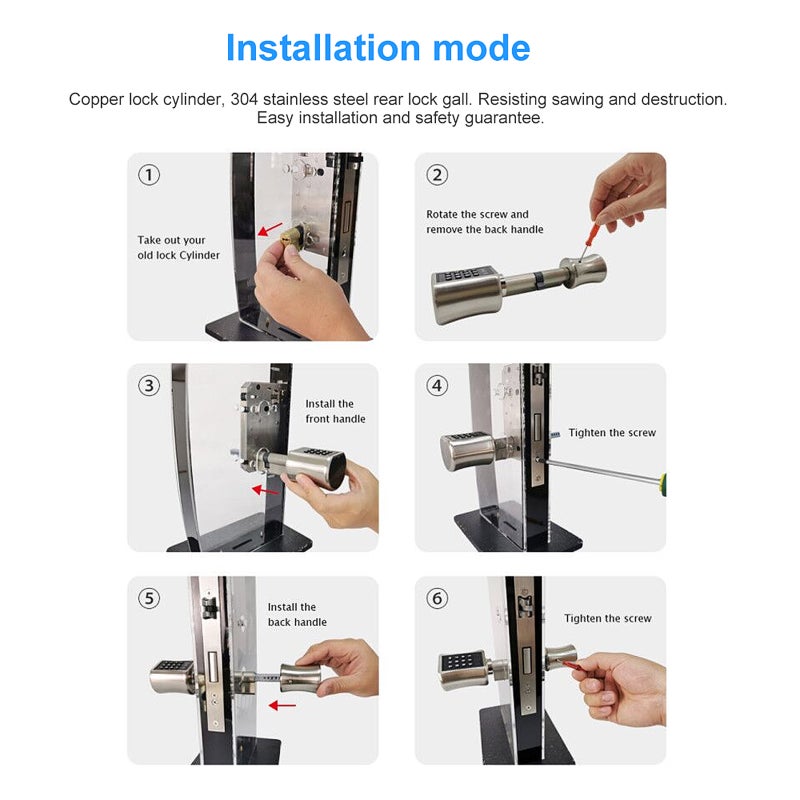 Smart Cylinder Lock With TTLock APP Keyless Electronic Door Lock BT Digital Password Lock Code Anti-theft Security Door Lock Core with Key Electric Lock - Image 2