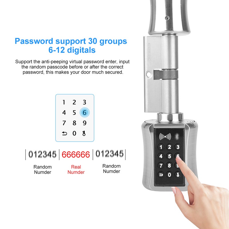 Smart Cylinder Lock With TTLock APP Keyless Electronic Door Lock BT Digital Password Lock Code Anti-theft Security Door Lock Core with Key Electric Lock - Image 3
