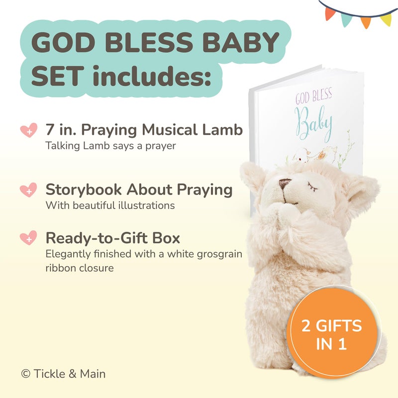 تيكل آند ماين مجموعة هدايا من Tickle & Main Baby صلاة الحمل الموسيقية وكتاب الصلاة في صندوق هدايا المعمودية للفتيات والفتيان، هدايا مثالية للعطلات للأطفال في عيد الميلاد وعيد الفصح وعيد الشكر - Image 2