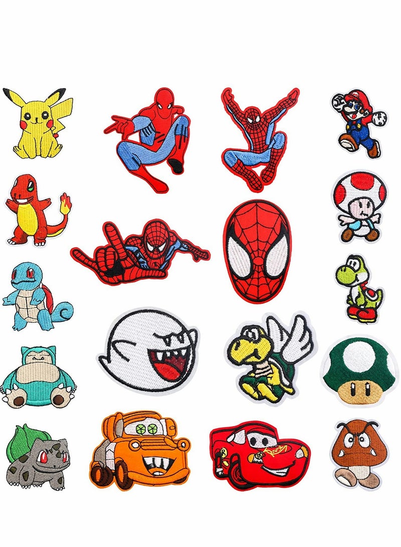 DIY Embroidered Iron On Patches Set - 18 pcs for Sewing Applique on Jackets, Hats, Backpacks, Jeans - Assorted Sizes and Styles - Image 1