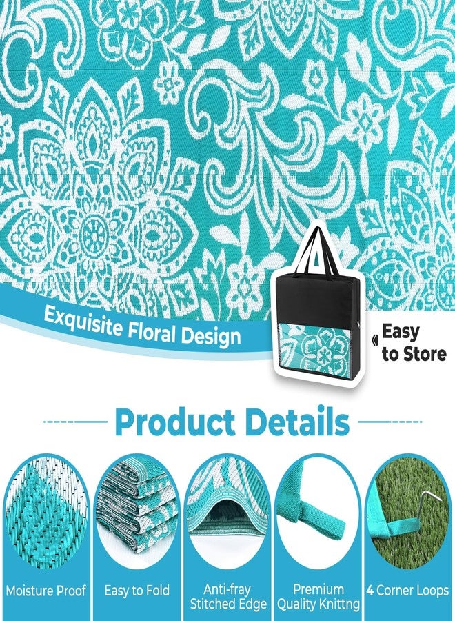 Findosom Waterproof Outdoor Rug 6' x 9' - Reversible Mandala Outdoor Plastic Straw Rug, Durable Foldable Patio Rug for RV, Deck, Balcony, Backyard, Picnic, Porch, Camping, Beach, Blue - Image 5