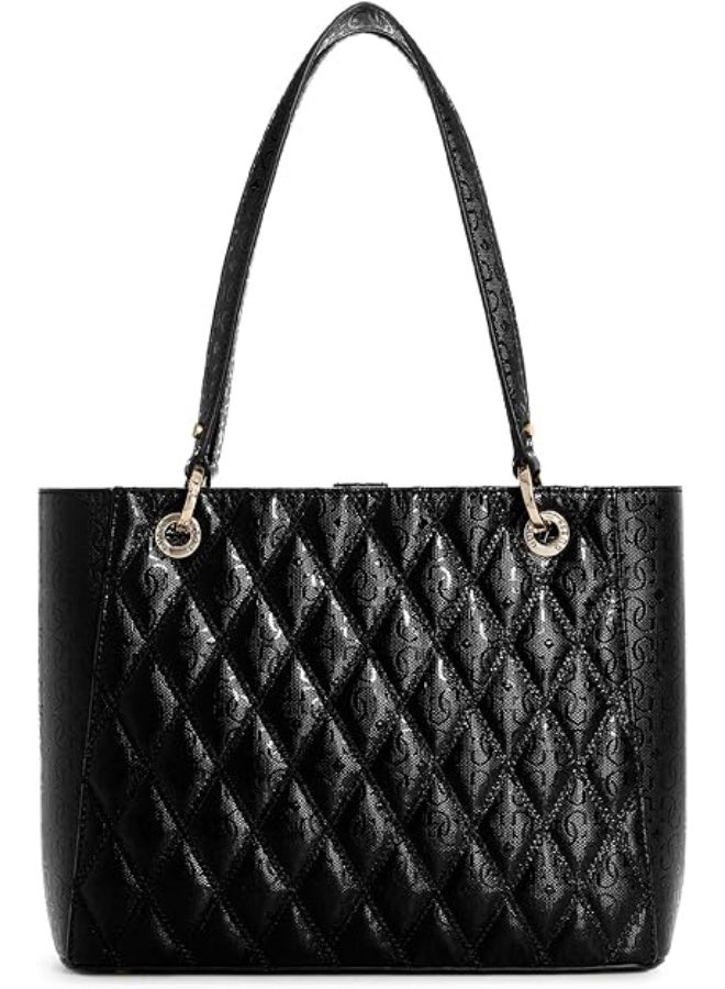 Guess Textured Quilted Structured Shoulder Bag – Black – PU Leather – Regular Size - Image 3