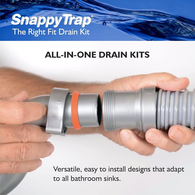 Coflex Snappy Trap Universal P Trap Bathroom Sink Drain Kit, No Leaks, Flexible Design, Easy No Tool Installation, 9-13 Inches Flexible Hose Length & 16 Inches Product Length (DK-105 Silver) - Image 3
