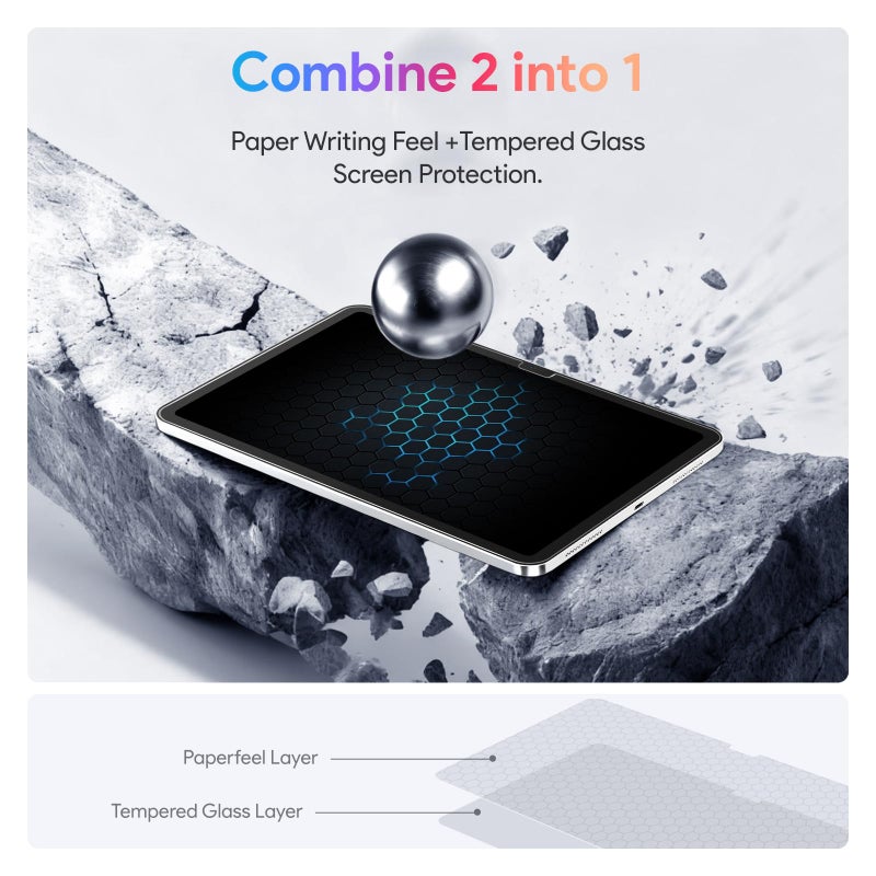 KCT 2 Pack Paperfeel Glass Screen Protector Compatible with iPad A16 11th Generation 11 inch/iPad 10th Generation 10.9 inch, Matte Surface, Tempered Glass, Easy Application Tray - Image 5