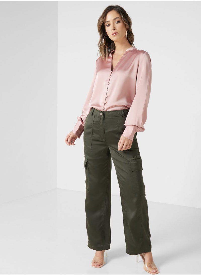 GUESS - High Waist Pocket Detail Pants - Image 1