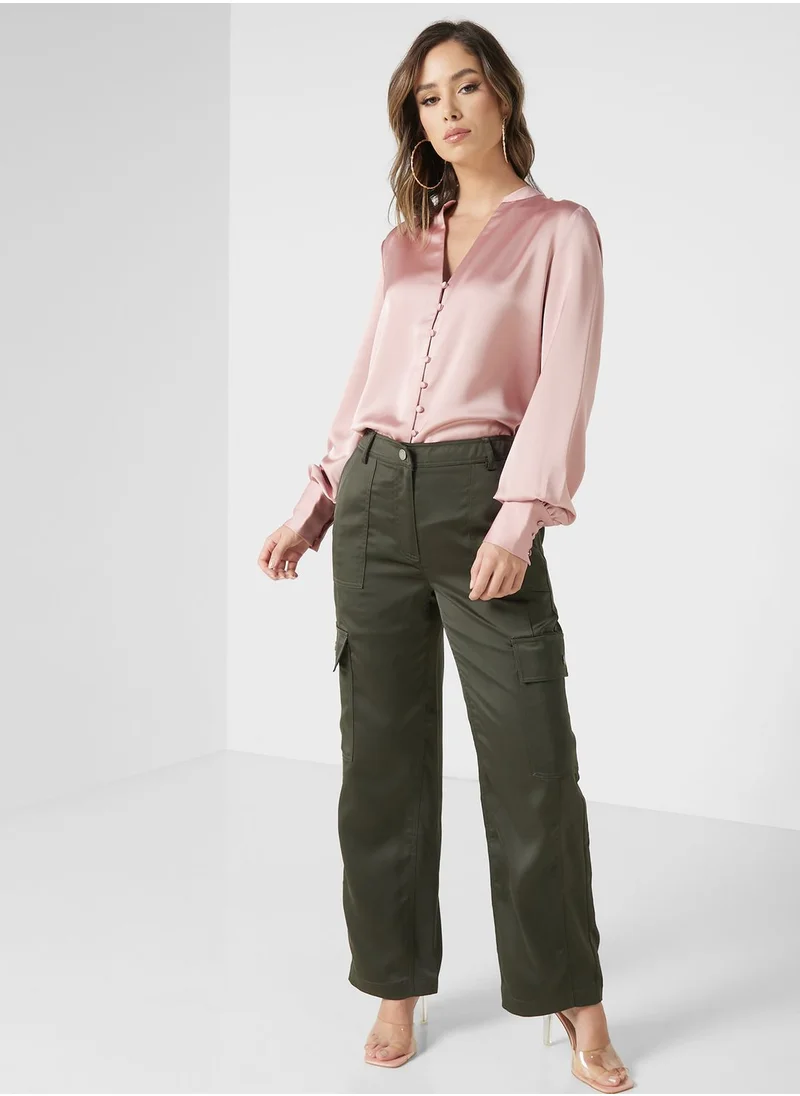 GUESS High Waist Pocket Detail Pants