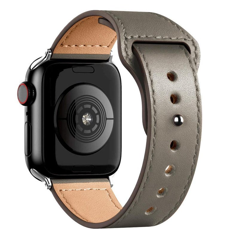 erorex For Apple Watch 46Mm / 49Mm / 45Mm / 44Mm Reverse Buckle Genuine Leather Watch Band(Dark Grey) - Image 3