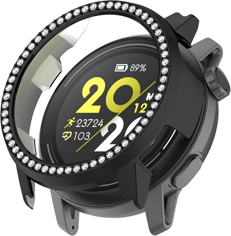 Disscool Case Cover Compatible with COROS PACE 2 Smartwatch Anti Drop Hard PC Replacement Protective Cases Synthetic Diamond Decoration Cover Watch Accessories(Black) - Image 2