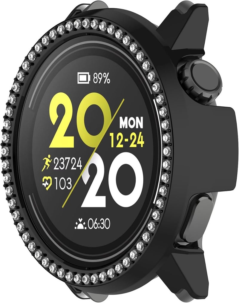 Disscool Case Cover Compatible with COROS PACE 2 Smartwatch Anti Drop Hard PC Replacement Protective Cases Synthetic Diamond Decoration Cover Watch Accessories(Black) - Image 3