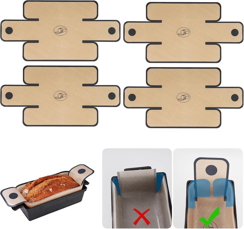 NiHome 4-Pack Silicone Bread Loaf Pan Liners, Reusable and Nonstick Silicone Bread Sling, Fit for 9x5, 9.5x5, and 10x5 Inch Loaf Pans, Dishwasher Safe, Easy to Clean (Brown) - Image 1