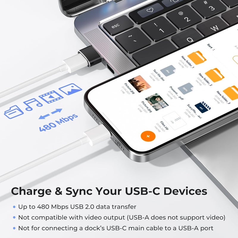 Basesailor USB to USB C Adapter 3 Pack,Type C Female to USB A Male Cable Converter for MacBook Pro,iMac,PC,Laptop,Computer,Samsung Galaxy Note 20 S20 S21 S22 S23,Google Pixel 5 4 4A 3 3A 2 XL,OTG - Image 4
