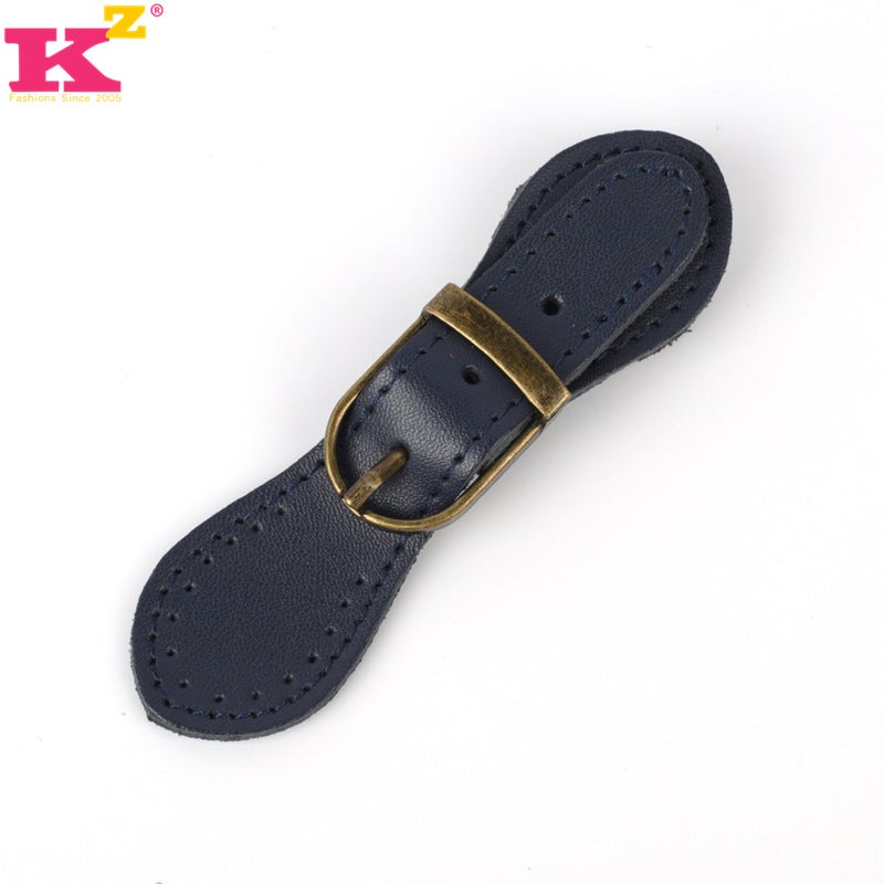 Cross-border in stock hot sale ins genuine leather magnetic buckle bag handmade DIY bag accessories multi-color threading leather buckle Dark blue 
