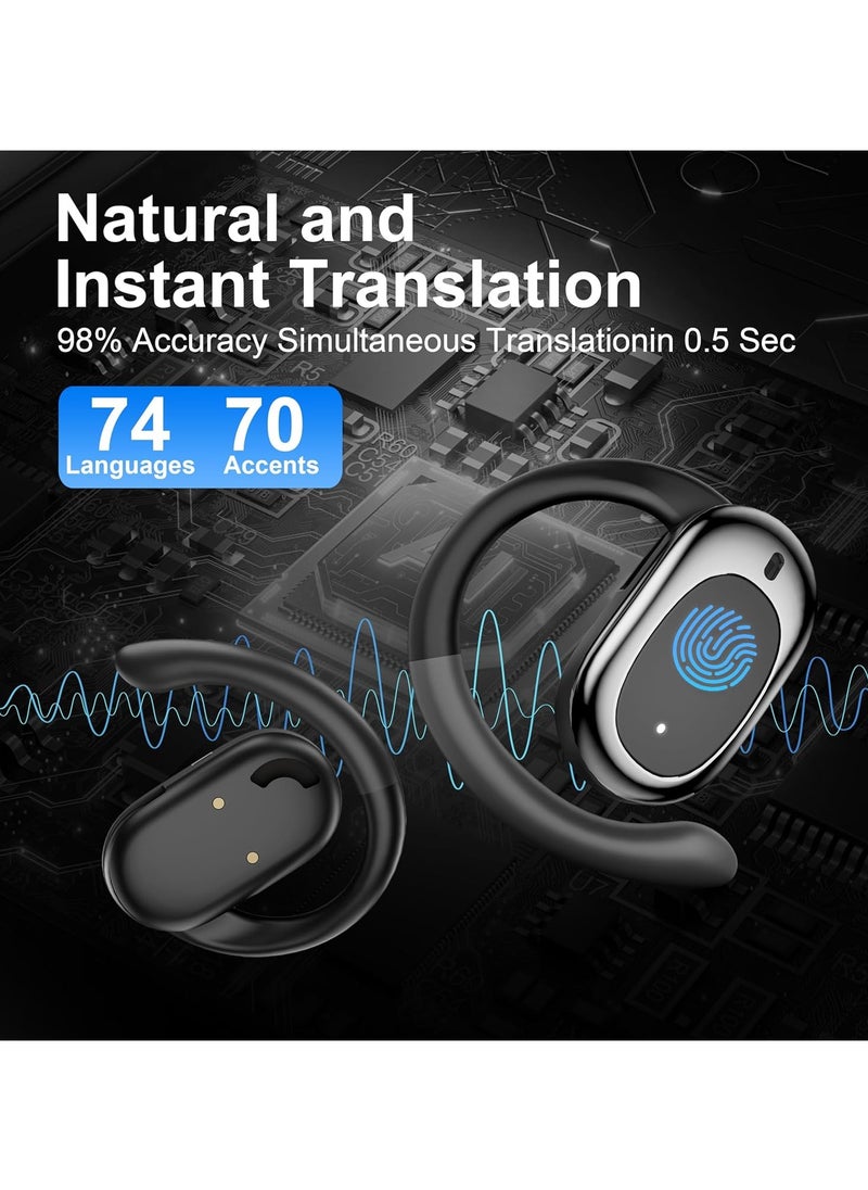 lekikpo AI Translator Earbuds, Adjustable Language Translator Earphone 3-in-1 Real-Time Translation Device TWS 144 Languages & 8 Offline iOS and Android (Black)  - Image 3