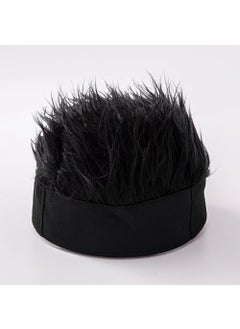 simulation wig hat handsome hip-hop short hair hat retro spoof beanie hat melon skin rogue landlord hat wholesaleBlack Hat Black Hair Black Hat Black Hair