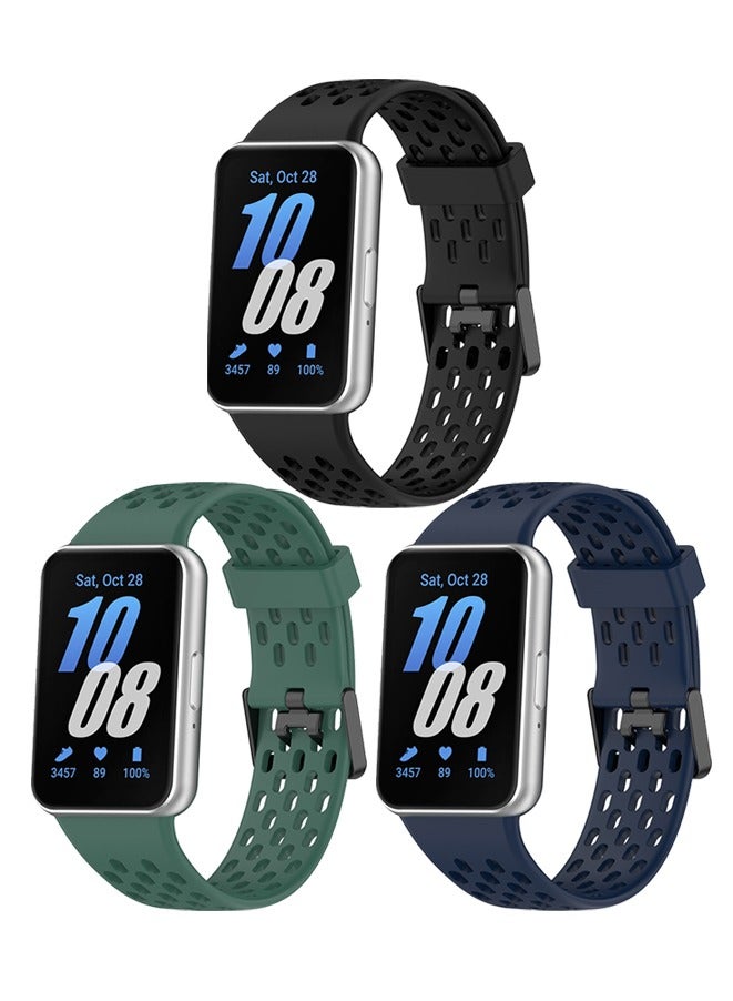 Beauenty Samsung Galaxy Fit 3 Smartwatch Sport Silicone Strap Replacement Wristbands for Women Men, 3 Pack  Soft Breathable Double-breasted metal buckle Silicone Strap Compatible with Samsung Galaxy Fit 3 SM - Image 1