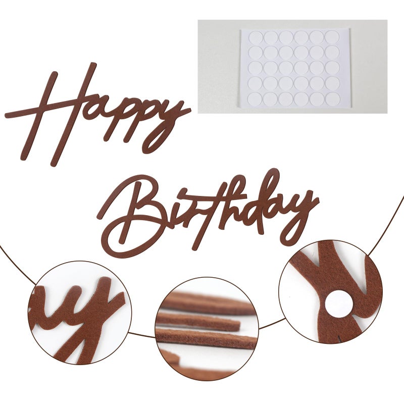 MASTRON Happy Birthday Sign for Backdrop - Felt Happy Birthday Sign for Balloon Arch Birthday Party Balloon Arch Backdrop Decorations for Birthday Party Baby Shower - Brown - Image 4