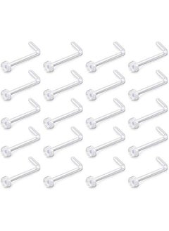 Clear Nose Ring Retainer  L Shape Nose Rings Studs Piercing Jewelry Flat Top