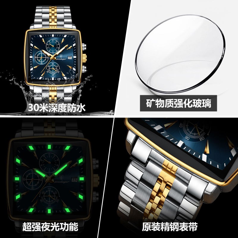Poedagar/Poedagar Multifunctional Six-Hand Chronograph Business Men'S Watch New Steel Band Quartz Watch 866 - Image 3