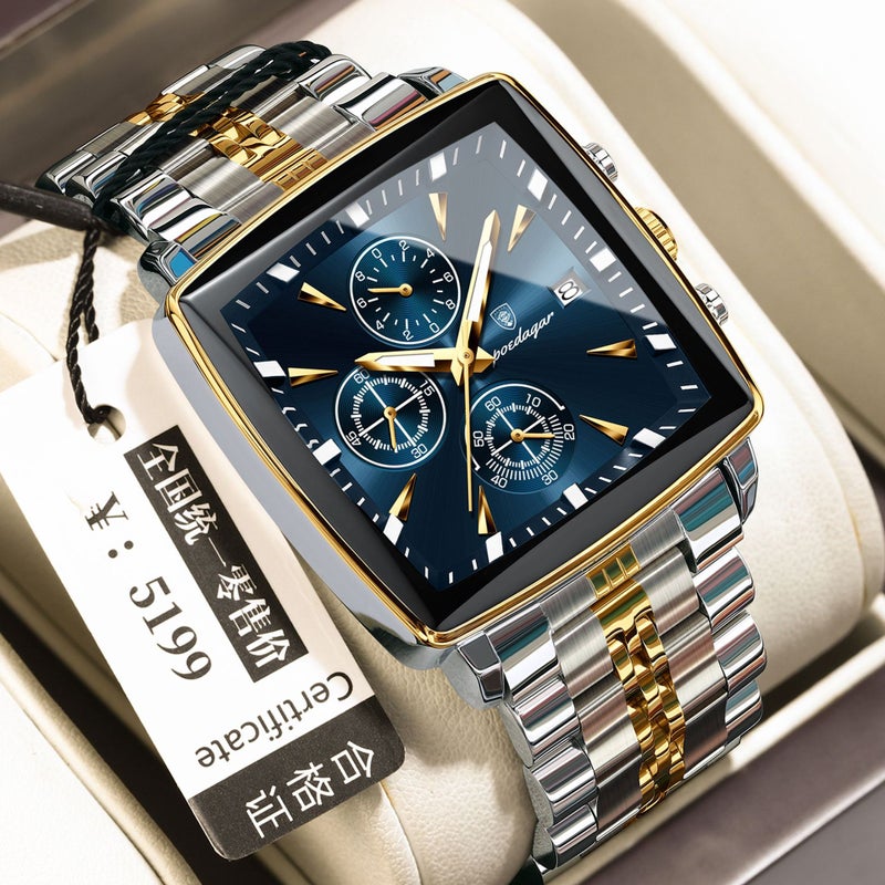 Poedagar/Poedagar Multifunctional Six-Hand Chronograph Business Men'S Watch New Steel Band Quartz Watch 866 - Image 1