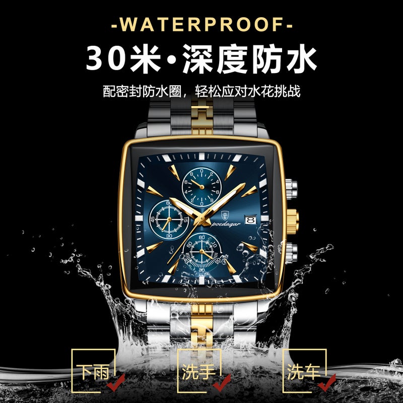 Poedagar/Poedagar Multifunctional Six-Hand Chronograph Business Men'S Watch New Steel Band Quartz Watch 866 - Image 4