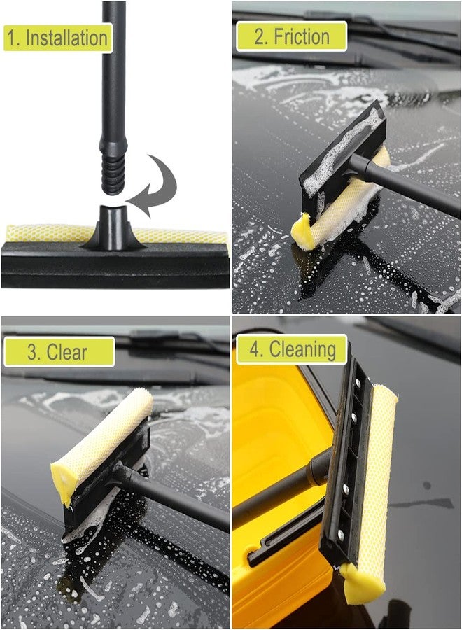 MuLing Window Squeegee Cleaning Tool 2 in 1 Window Cleaning Car Squeegee Windshield Cleaning Sponge and Rubber Squeegee,Yellow - Image 5