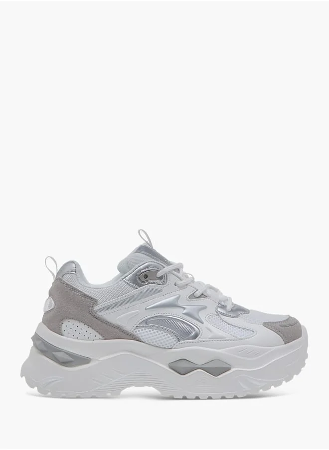 Celeste Women's Panelled Sneakers with Lace-Up Closure