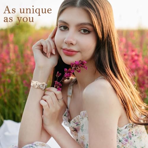 Witzon Floral Band Compatible with Apple Watch Bands For Women 41mm 40mm 38mm 42mm 44mm 45mm 46mm 49mm, Engraved Cute Flower Soft Silicone Strap for iWatch Series 11 10 9 8 7 6 5 4 3 2 1 SE Ultra - Image 2