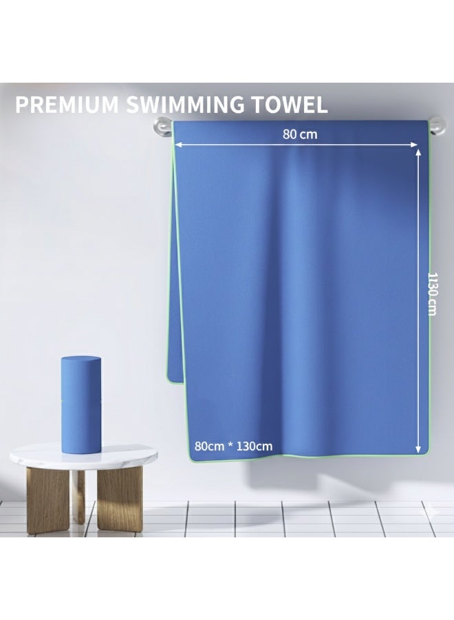 diu toyz Swimming Towel Quick Dry Beach Towel Lightweight Gym Towel (Blue) 130X80 CM - Image 2