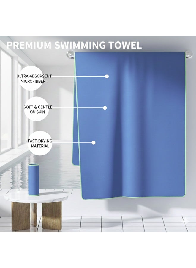 diu toyz Swimming Towel Quick Dry Beach Towel Lightweight Gym Towel (Blue) 130X80 CM - Image 3