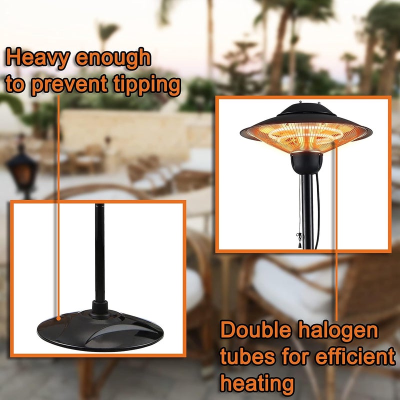 DONYER POWER Electric Patio Heater Garden Haeting 2000W Waterproof Outdoor&Indoor Free Standing - Image 4