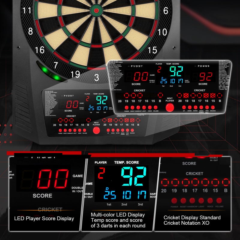 Goocoz Electronic Dartboard, Electric Soft Tip Dart Boards for Adults with Heckler and Lights Effects, Digital Dart Boards with 6 Darts, 100 Soft Tips - Image 3