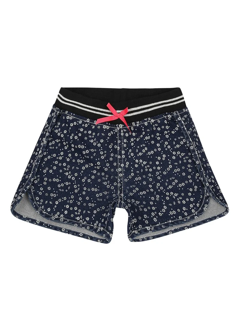 هاي ستار Girls Blue Printed Slim Fit Regular Shorts