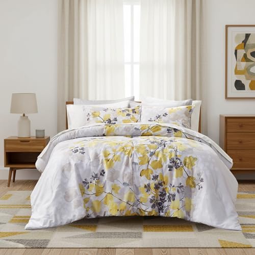 Regency Heights Full Comforter Set Yellow Bed Set, 9 Pieces Cute Floral Bedding Set Ultra Soft Botanical Flowers Comforter, Sheets, Pillowcases & Shams - Image 1