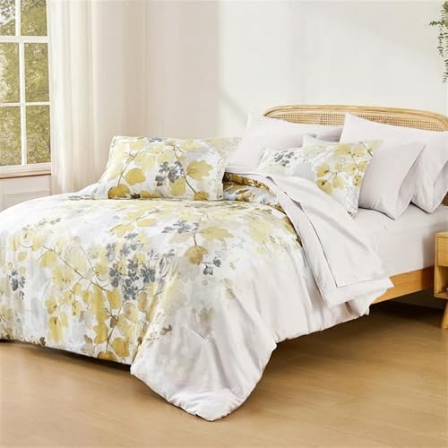 Regency Heights Full Comforter Set Yellow Bed Set, 9 Pieces Cute Floral Bedding Set Ultra Soft Botanical Flowers Comforter, Sheets, Pillowcases & Shams - Image 2