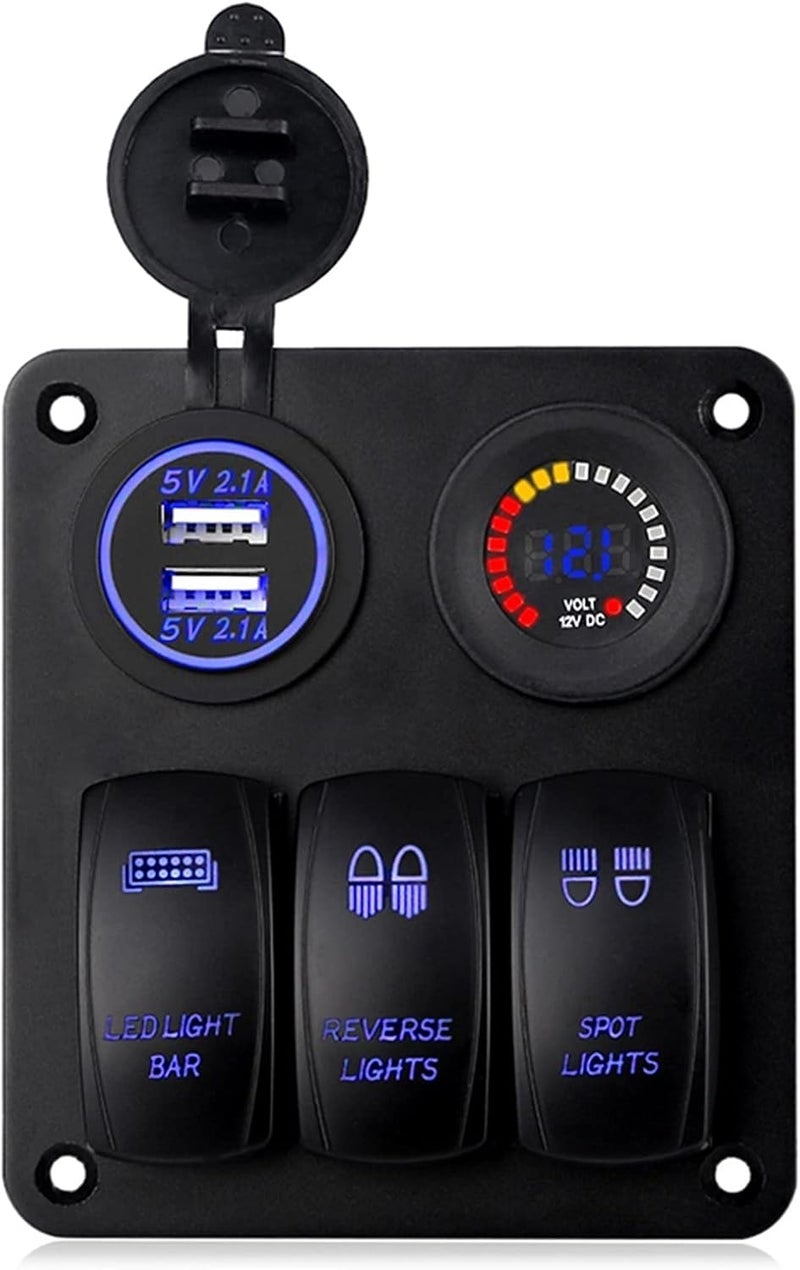 DEMULAX USB Car Charger and Rocker Switch Panel - Image 1