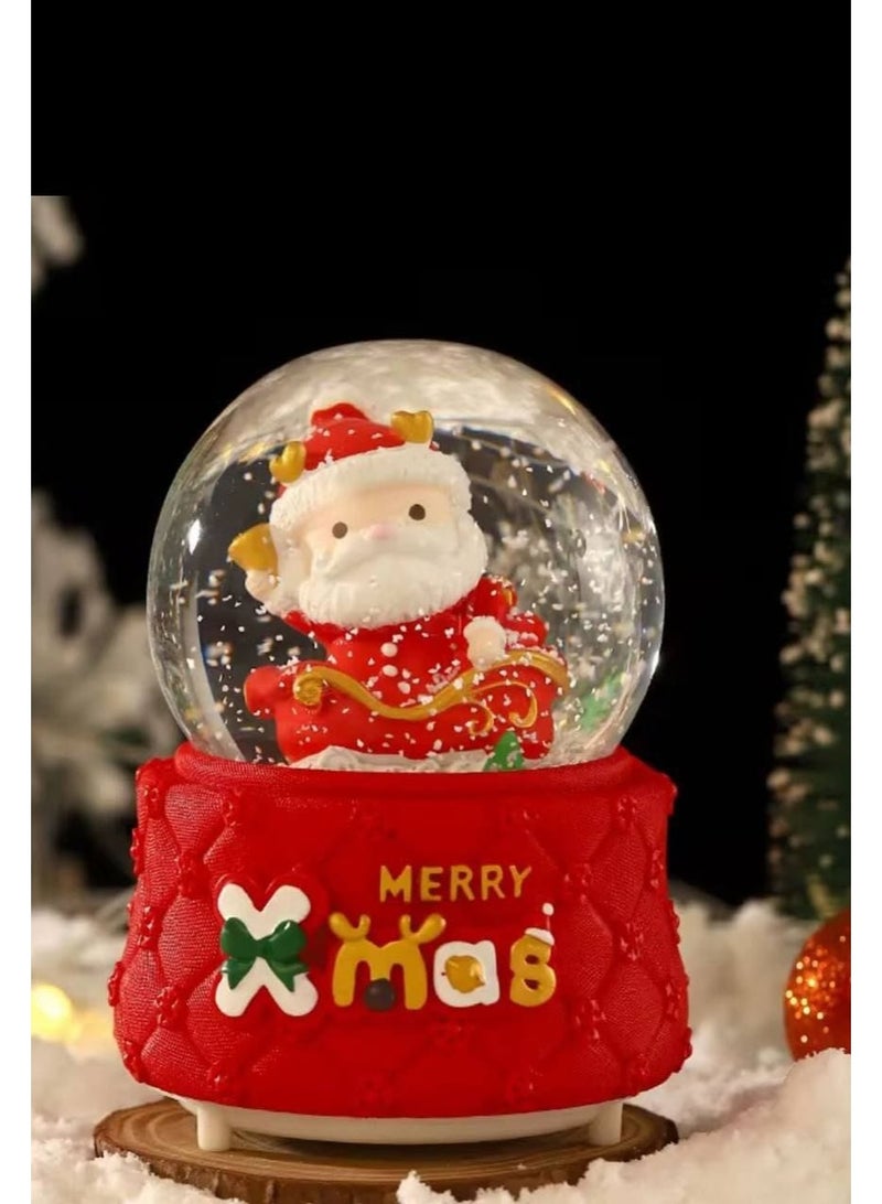Christmas crystal Christmas crystal Santa Claus with a cart and Snowman Crystal with cocktail lights and music Works with medium size stones Size: 8*12 cm - Image 1