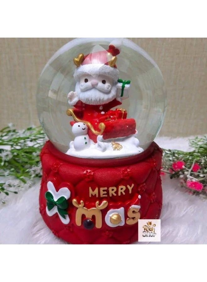 Christmas crystal Christmas crystal Santa Claus with a cart and Snowman Crystal with cocktail lights and music Works with medium size stones Size: 8*12 cm - Image 3