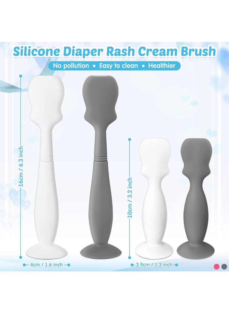 Zikra 4 Pack Diaper Cream Spatula Applicator - Soft Silicone Baby Butt Paste Spatula Mini Rash Cream Brush for Newborn (White, Gray) - Image 2
