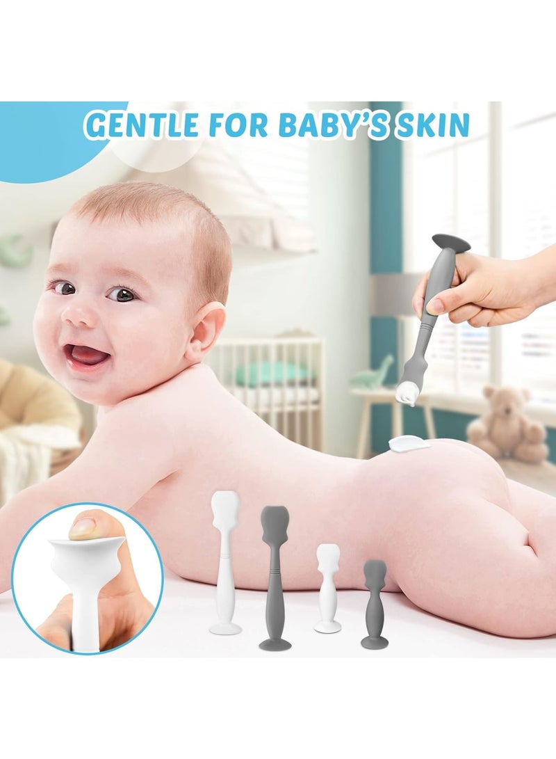 Zikra 4 Pack Diaper Cream Spatula Applicator - Soft Silicone Baby Butt Paste Spatula Mini Rash Cream Brush for Newborn (White, Gray) - Image 5