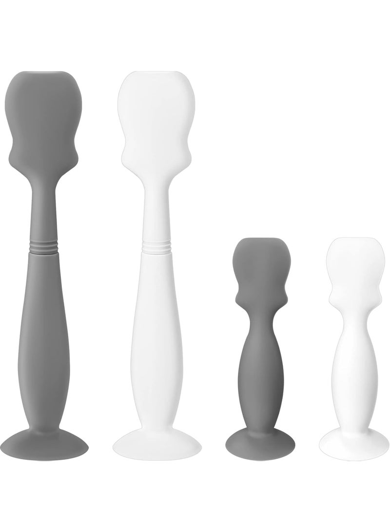 Zikra 4 Pack Diaper Cream Spatula Applicator - Soft Silicone Baby Butt Paste Spatula Mini Rash Cream Brush for Newborn (White, Gray) - Image 1