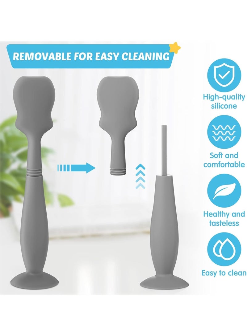 Zikra 4 Pack Diaper Cream Spatula Applicator - Soft Silicone Baby Butt Paste Spatula Mini Rash Cream Brush for Newborn (White, Gray) - Image 3