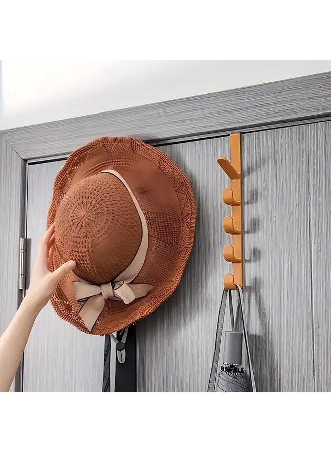 Brown Heavy Duty Plastic Door Hanger 4 Tier Storage No Drill Installation Wall Mounted Organizer - Image 2