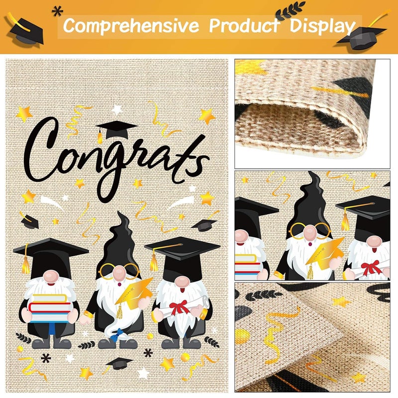 Tudomro Congrats Graduation Garden Flag Class of 2022 Grad Garden Flag Gnome Vertical Double Sided 2022 Graduation Yard Flag for Indoor Outdoor Yard Decorations, 11.8 x 17.7 Inch - Image 3